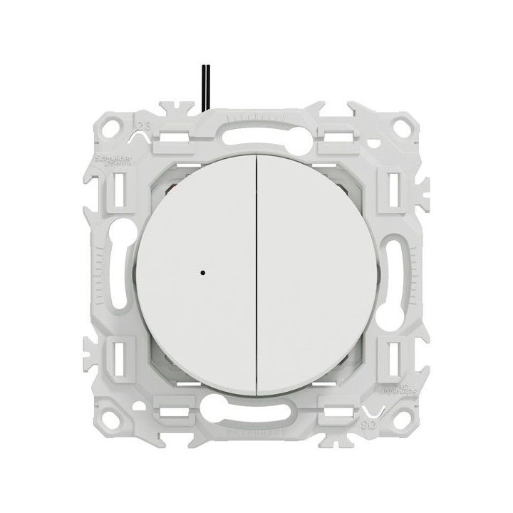 Schneider Odace - double va-et-vient ou poussoir lumineux LED 0,15mA - 10AX - blanc craie - Réf : S920273