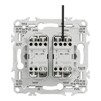 Schneider Odace - double va-et-vient ou poussoir lumineux LED 0,15mA - 10AX - blanc craie - Réf : S920273