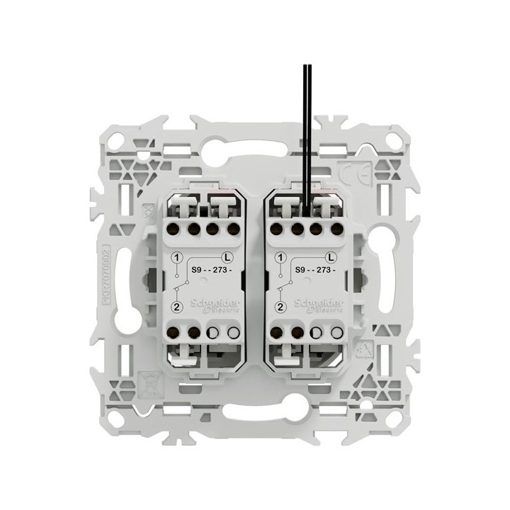 Schneider Odace - double va-et-vient ou poussoir lumineux LED 0,15mA - 10AX - blanc craie - Réf : S920273