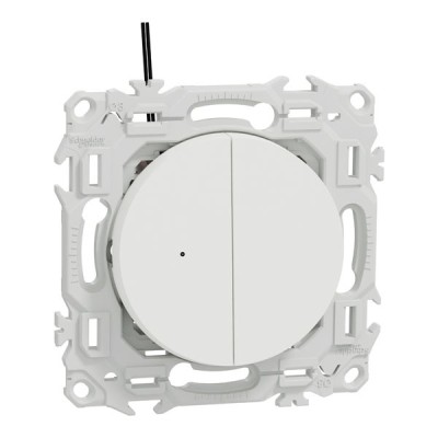 Schneider Odace - double va-et-vient ou poussoir lumineux LED 0,15mA - 10AX - blanc craie - Réf : S920273