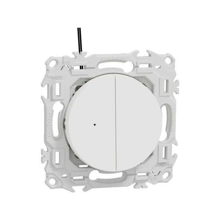 Schneider Odace - double va-et-vient ou poussoir lumineux LED 0,15mA - 10AX - blanc craie - Réf : S920273