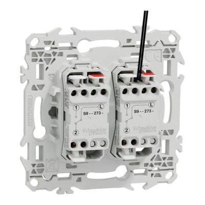 Schneider Odace - double va-et-vient ou poussoir lumineux LED 0,15mA - 10AX - blanc craie - Réf : S920273