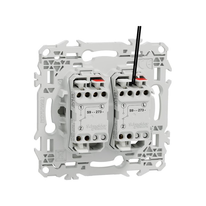 Schneider Odace - double va-et-vient ou poussoir lumineux LED 0,15mA - 10AX - blanc craie - Réf : S920273