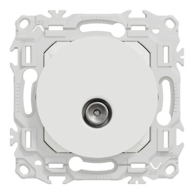 Schneider Odace - prise TV simple mâle - sortie coaxiale - blanc craie - Réf : S920445