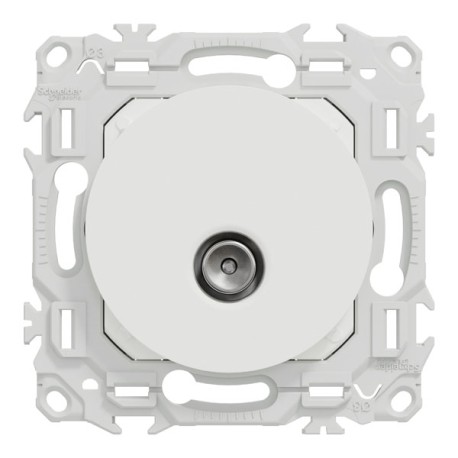 Schneider Odace - prise TV simple mâle - sortie coaxiale - blanc craie - Réf : S920445