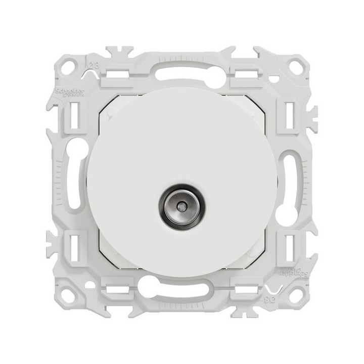 Schneider Odace - prise TV simple mâle - sortie coaxiale - blanc craie - Réf : S920445