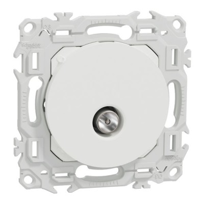 Schneider Odace - prise TV simple mâle - sortie coaxiale - blanc craie - Réf : S920445