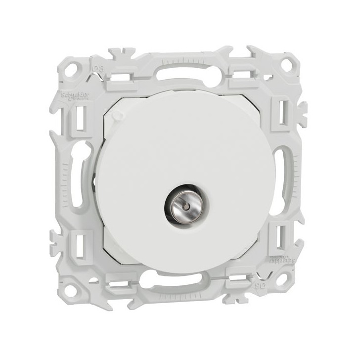 Schneider Odace - prise TV simple mâle - sortie coaxiale - blanc craie - Réf : S920445
