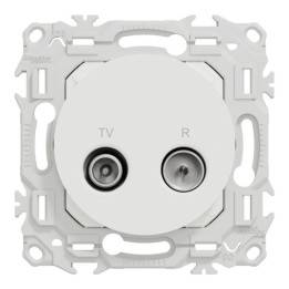 Schneider Odace - prise TV/FM - sorties coaxiales - blanc craie - Réf : S920451