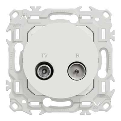 Schneider Odace - prise TV/FM - sorties coaxiales - blanc craie - Réf : S920451