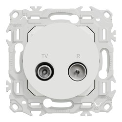 Schneider Odace - prise TV/FM - sorties coaxiales - blanc craie - Réf : S920451