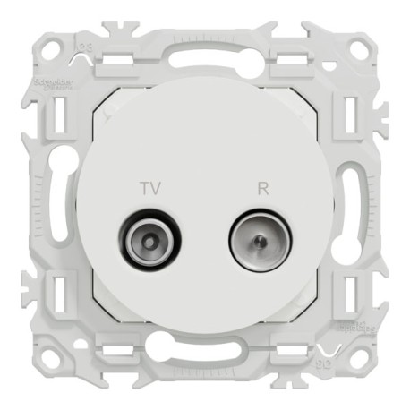 Schneider Odace - prise TV/FM - sorties coaxiales - blanc craie - Réf : S920451