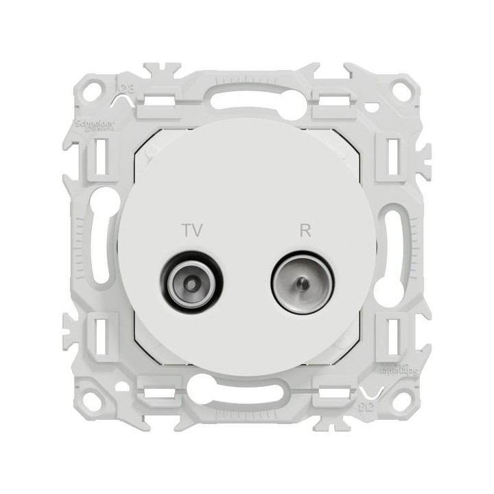 Schneider Odace - prise TV/FM - sorties coaxiales - blanc craie - Réf : S920451
