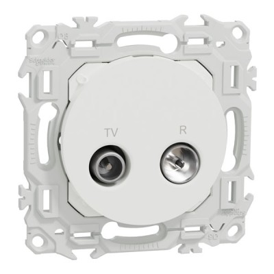 Schneider Odace - prise TV/FM - sorties coaxiales - blanc craie - Réf : S920451