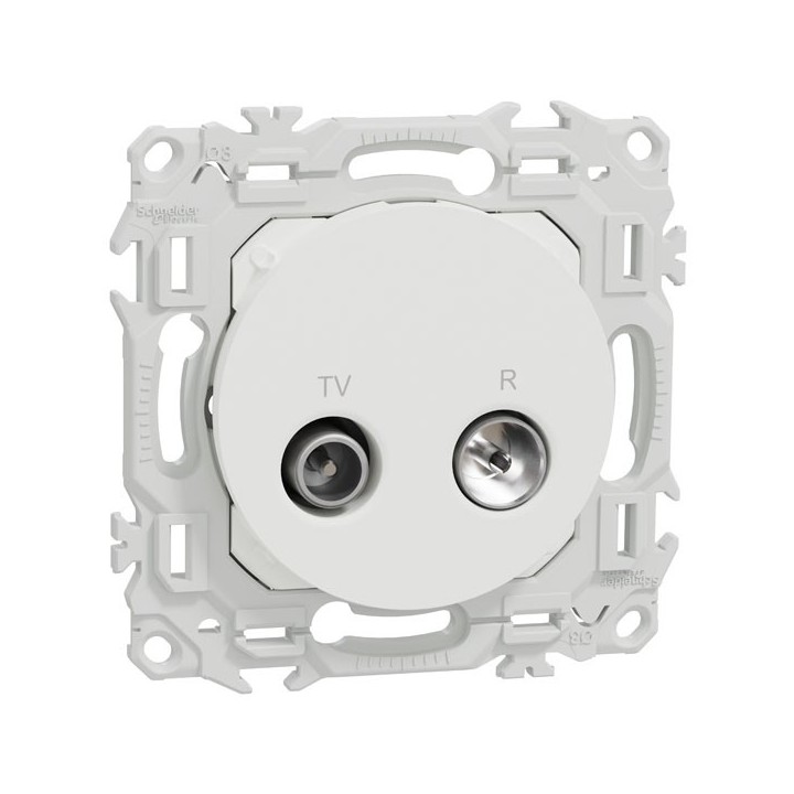 Schneider Odace - prise TV/FM - sorties coaxiales - blanc craie - Réf : S920451