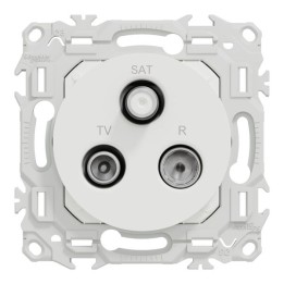 Schneider Odace - prise TV/FM/SAT - sorties coaxiales - blanc craie - Réf : S920461