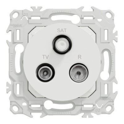 Schneider Odace - prise TV/FM/SAT - sorties coaxiales - blanc craie - Réf : S920461