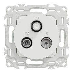 Schneider Odace - prise TV/FM/SAT - sorties coaxiales - blanc craie - Réf : S920461
