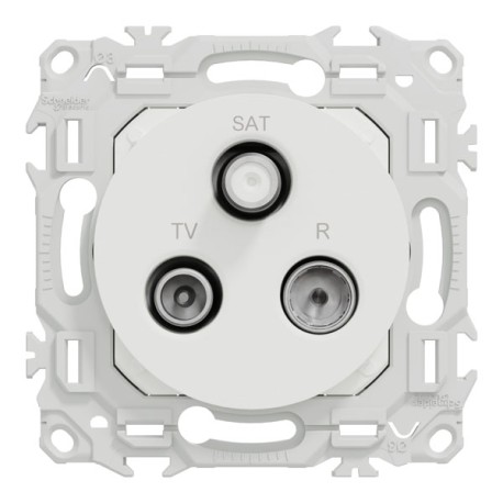 Schneider Odace - prise TV/FM/SAT - sorties coaxiales - blanc craie - Réf : S920461