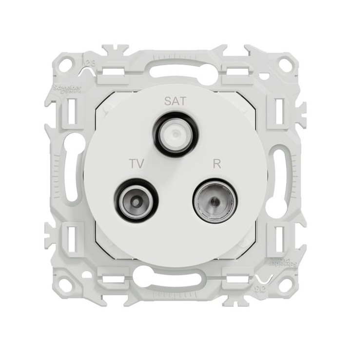 Schneider Odace - prise TV/FM/SAT - sorties coaxiales - blanc craie - Réf : S920461
