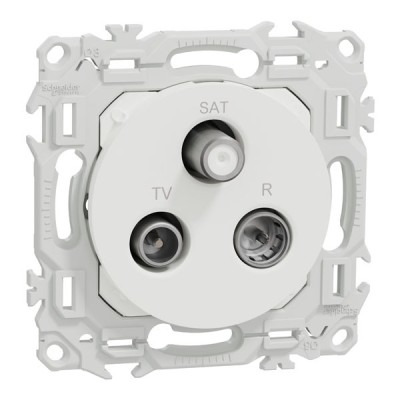 Schneider Odace - prise TV/FM/SAT - sorties coaxiales - blanc craie - Réf : S920461