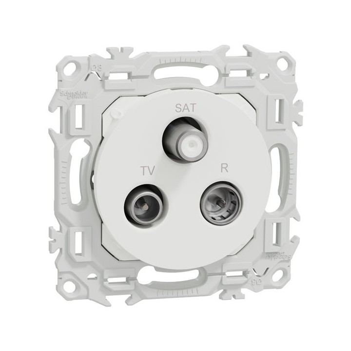 Schneider Odace - prise TV/FM/SAT - sorties coaxiales - blanc craie - Réf : S920461