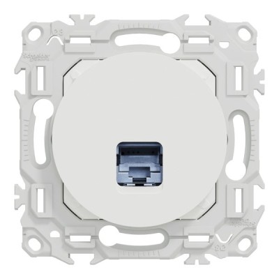 Schneider Odace - prise RJ45 - Cat6 STP grade 2TV min à grade 3TV - blanc craie - Réf : S920476