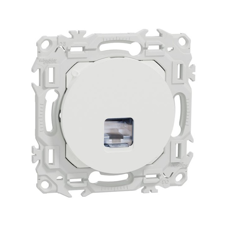 Schneider Odace - prise RJ45 - Cat6 STP grade 2TV min à grade 3TV - blanc craie - Réf : S920476