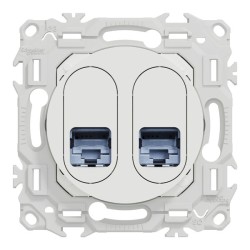 Schneider Odace - prise double RJ45 - Cat6 STP grade 2TV min à grade 3TV - blanc craie - Réf : S920486