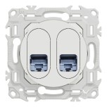 Schneider Odace - prise double RJ45 - Cat6 STP grade 2TV min à grade 3TV - blanc craie - Réf : S920486