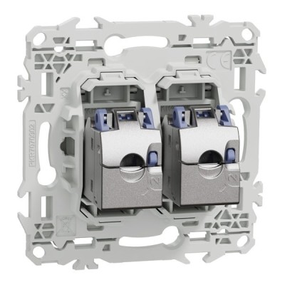 Schneider Odace - prise double RJ45 - Cat6 STP grade 2TV min à grade 3TV - blanc craie - Réf : S920486