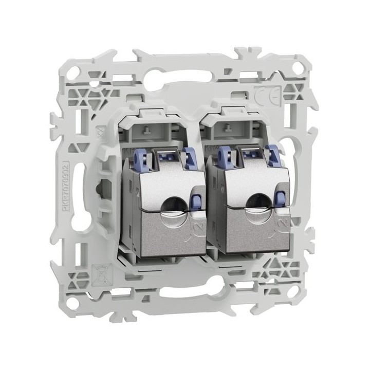 Schneider Odace - prise double RJ45 - Cat6 STP grade 2TV min à grade 3TV - blanc craie - Réf : S920486