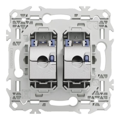 Schneider Odace - prise double RJ45 - Cat6 STP grade 2TV min à grade 3TV - blanc craie - Réf : S920486
