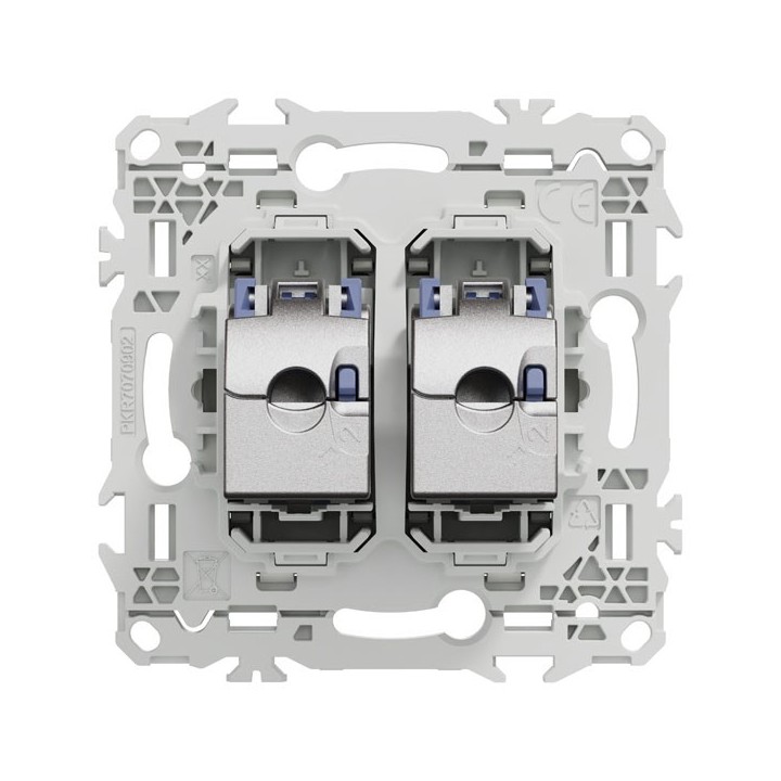 Schneider Odace - prise double RJ45 - Cat6 STP grade 2TV min à grade 3TV - blanc craie - Réf : S920486