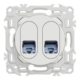 Schneider Odace - prise double RJ45 - Cat6A STP grade 3TV - blanc craie - Réf : S920487