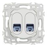 Schneider Odace - prise double RJ45 - Cat6A STP grade 3TV - blanc craie - Réf : S920487