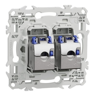 Schneider Odace - prise double RJ45 - Cat6A STP grade 3TV - blanc craie - Réf : S920487