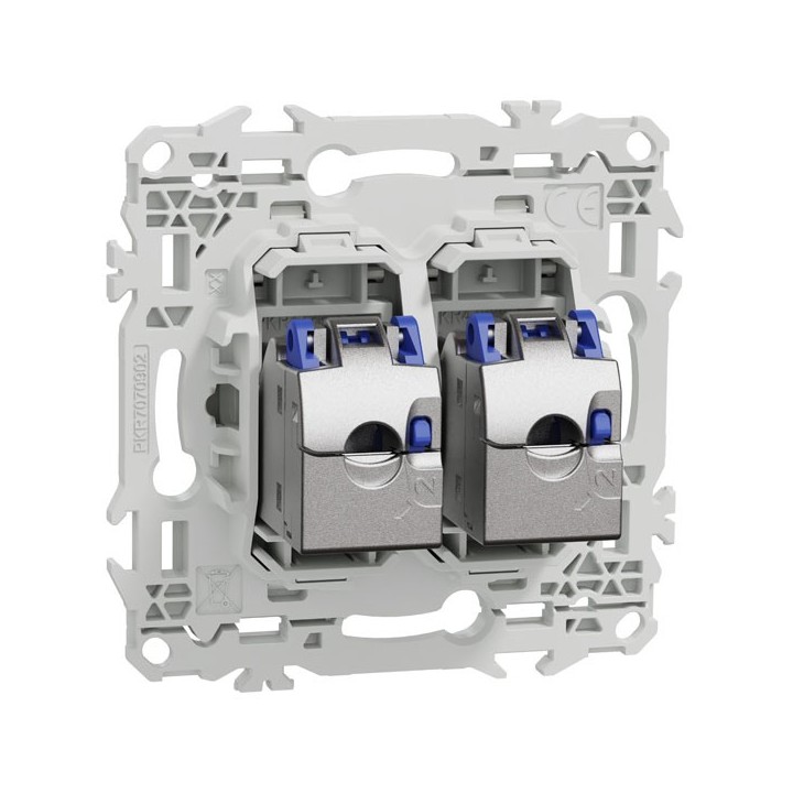 Schneider Odace - prise double RJ45 - Cat6A STP grade 3TV - blanc craie - Réf : S920487