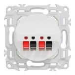 Schneider Odace - prise haut-parleurs double 2 sorties - à poussette - blanc craie - Réf : S920488