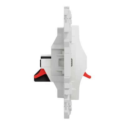 Schneider Odace - prise haut-parleurs double 2 sorties - à poussette - blanc craie - Réf : S920488