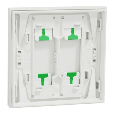Schneider Odace Intégral - enjoliveur et plaque - pour VV ou poussoir double - Blanc craie - Réf : S929222