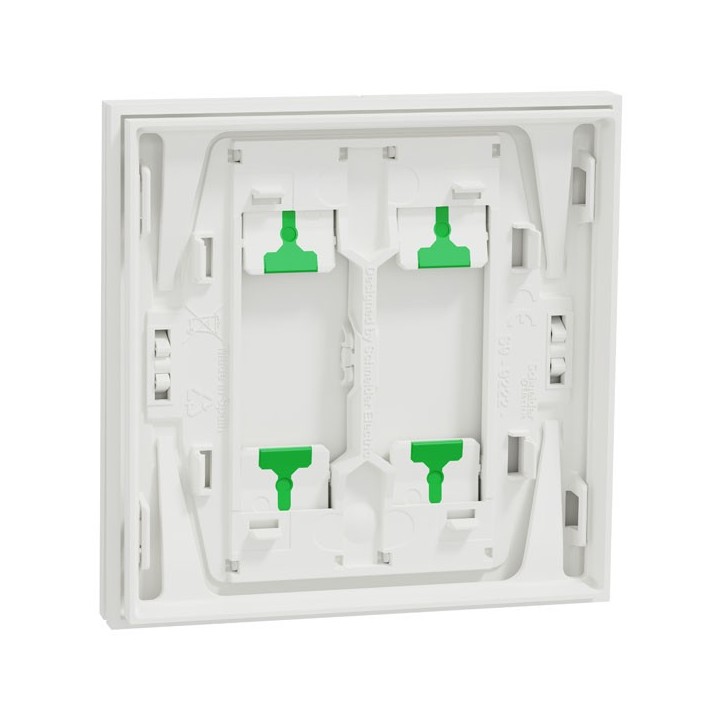 Schneider Odace Intégral - enjoliveur et plaque - pour VV ou poussoir double - Blanc craie - Réf : S929222