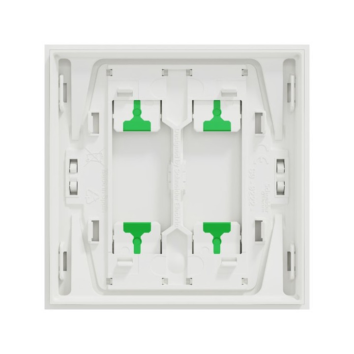Schneider Odace Intégral - enjoliveur et plaque - pour VV ou poussoir double - Blanc craie - Réf : S929222
