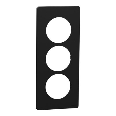 Schneider Odace Architecte - plaque 3 postes entraxe spécifique 57mm - Noir onyx - Réf : S940816