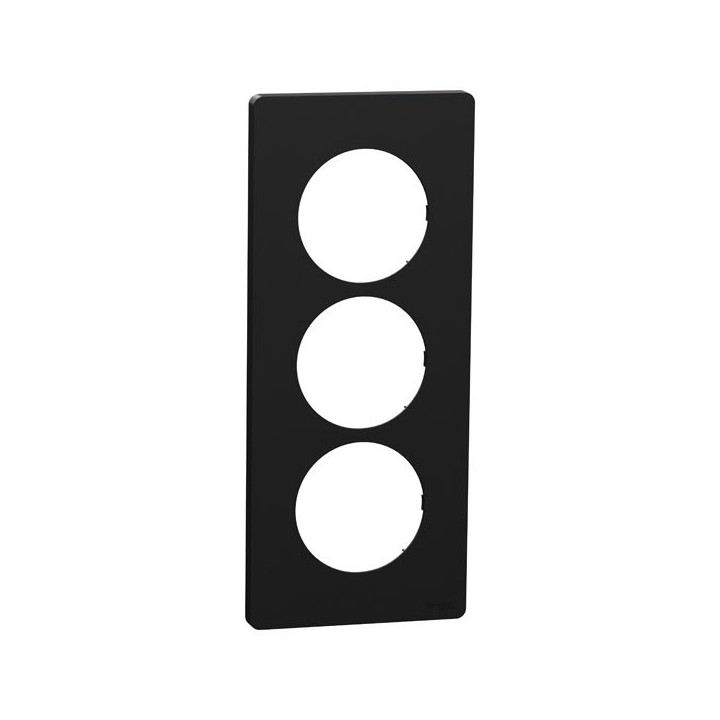 Schneider Odace Architecte - plaque 3 postes entraxe spécifique 57mm - Noir onyx - Réf : S940816