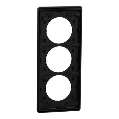 Schneider Odace Architecte - plaque 3 postes entraxe spécifique 57mm - Noir onyx - Réf : S940816