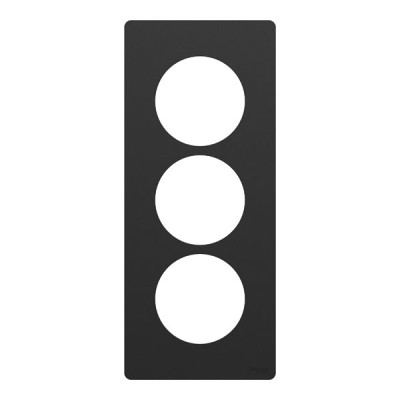 Schneider Odace Architecte - plaque 3 postes entraxe spécifique 57mm - Noir onyx - Réf : S940816