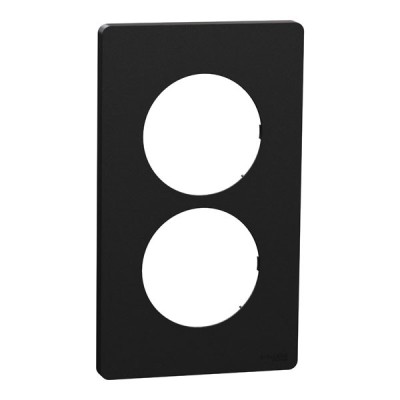 Schneider Odace Architecte - plaque 2 postes entraxe spécifique 57mm - Noir onyx - Réf : S940814