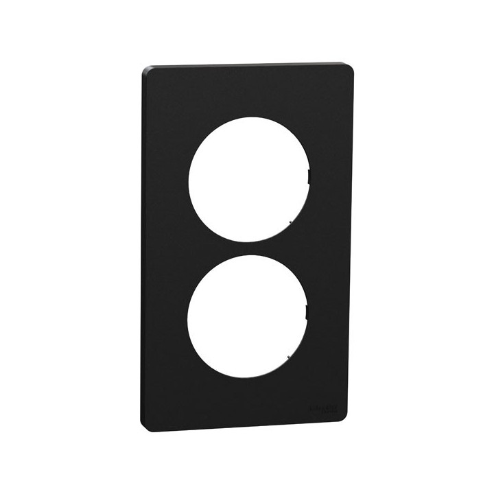 Schneider Odace Architecte - plaque 2 postes entraxe spécifique 57mm - Noir onyx - Réf : S940814