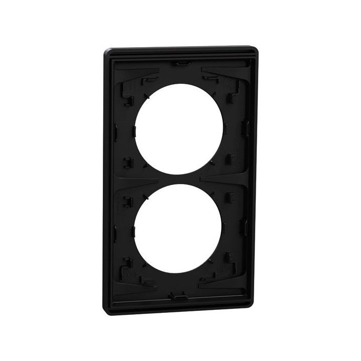 Schneider Odace Architecte - plaque 2 postes entraxe spécifique 57mm - Noir onyx - Réf : S940814